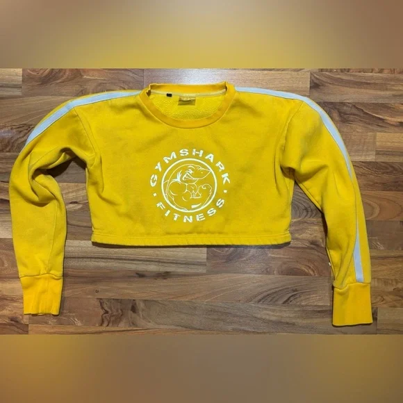 Gymshark Women's Yellow Cropped Sweater Size Medium Athletic Outdoors - Picture 2 of 7